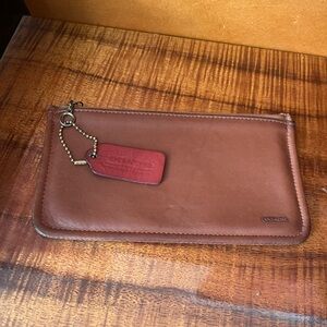Coach Tan Leather Pouch with Red Tag